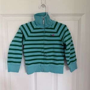 GAP Blue & Green Girls Striped Sweatshirt Zip-up w/ High Collar - Size 2t